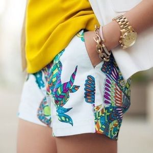 Trina Turk for Banana republic white crazy botanical printed sateen short